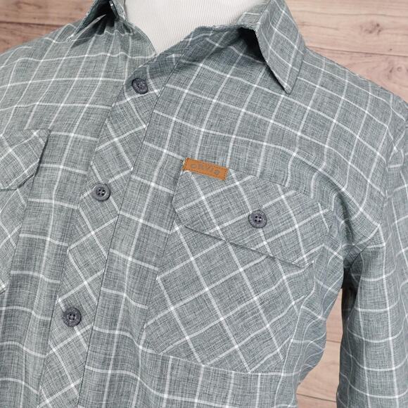 Orvis Shirt Mens L Gray Plaid Short Sleeve Button Polyester Outdoors - Picture 2 of 9